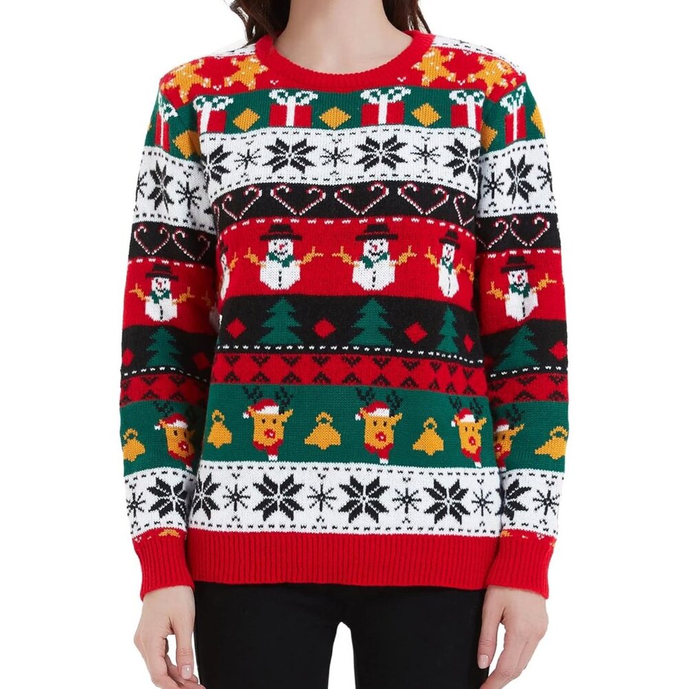 Women's Christmas Reindeer Traditional Knitted Sweater Girl Pullover Cardigan